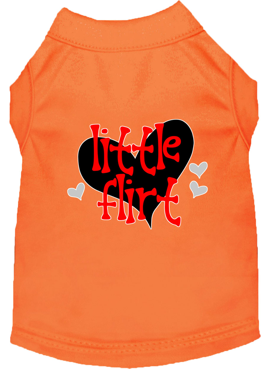 Little Flirt Screen Print Dog Shirt Orange Lg